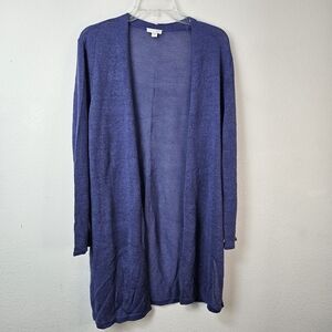 J.Jill 100% Linen Blend Open Front Cardigan Size Large Purple